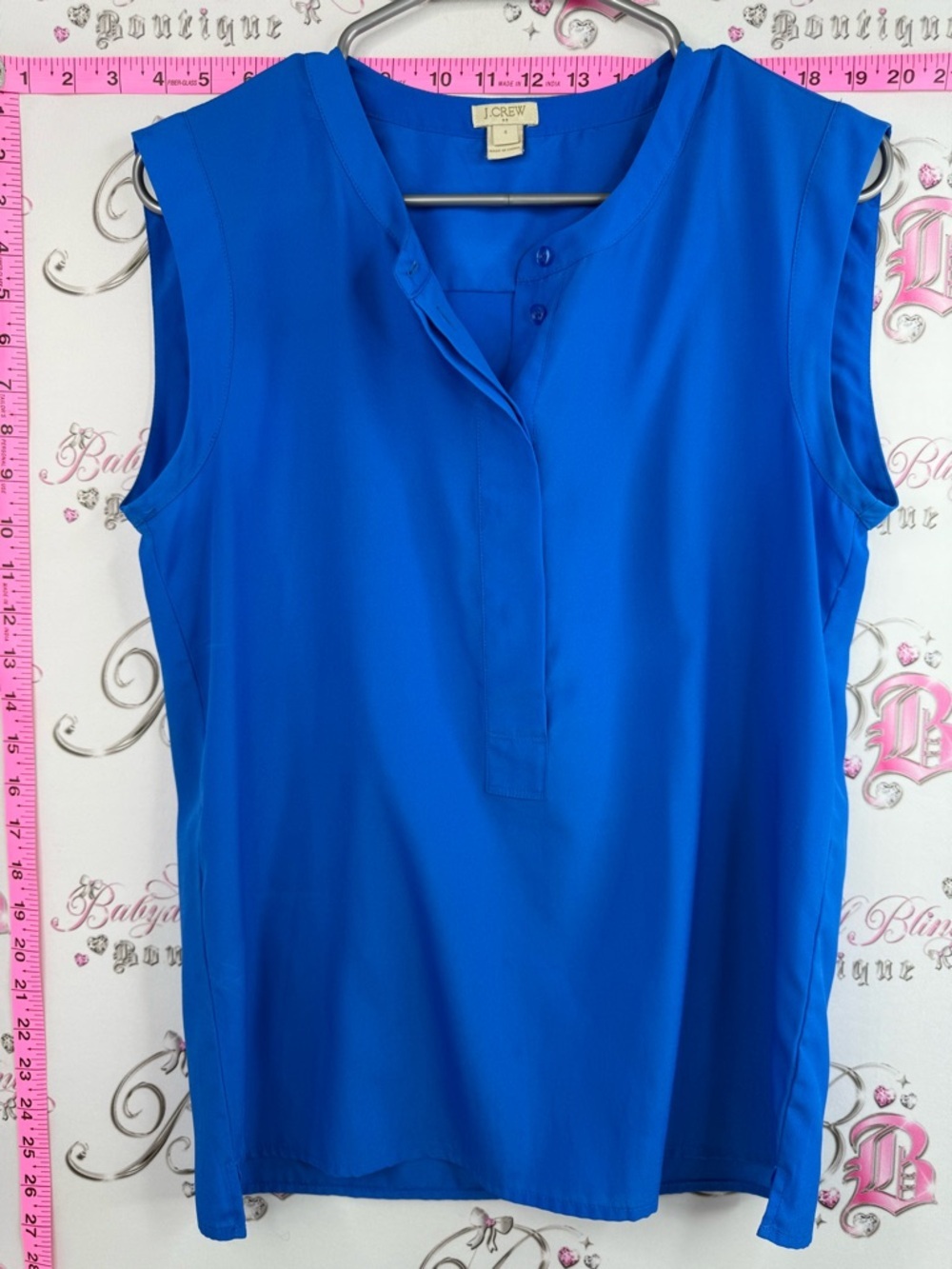 J. Crew Sleeveless Split-Neck Blouse in a Bright Cobalt Blue business casual
